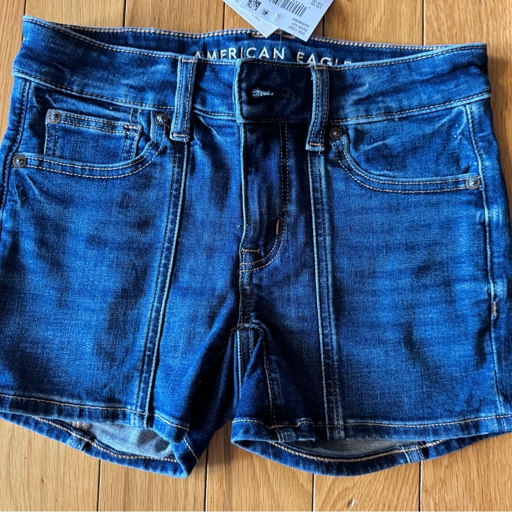 American Eagle Next Level Low-Rise Denim Mini Short